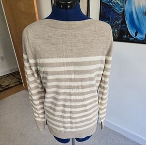 Talbots Beige and Cream Striped Sweater